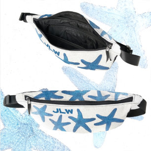 Blaue Seesterne Whimsical Küsten Nautical Weiß Bauchtasche