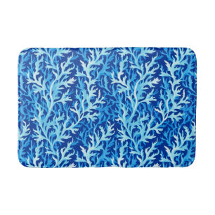 Blaue Seetang Küstenlinie Textile Muster Badematte