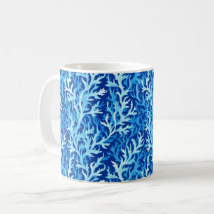 Blaue Seetang Küstenlinie Textile Muster Kaffeetasse