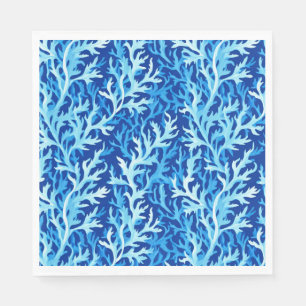 Blaue Seetang Küstenlinie Textile Muster Serviette