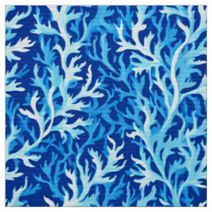 Blaue Seetang Küstenlinie Textile Muster Stoff