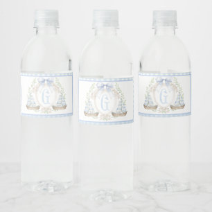 Blaue Segelboot-Baby-Shower-Wasserflaschen-Etikett