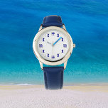 Blaue Segelfahnen für Seeleute Armbanduhr<br><div class="desc">Zeigt die nautischen Segelfahnen für die Anzahl der Uhr Gesicht. Die Flaggen werden für die Kommunikation auf dem Wasser verwendet. Für Segler,  Bootsfahrer und Leute,  die Liebe alles nautisch. Cool. Macht ein nettes Geschenk.</div>