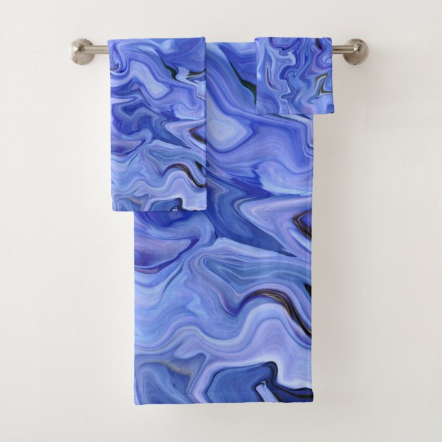 Blaue Seide abstrakt Badhandtuch Set (Insitu)