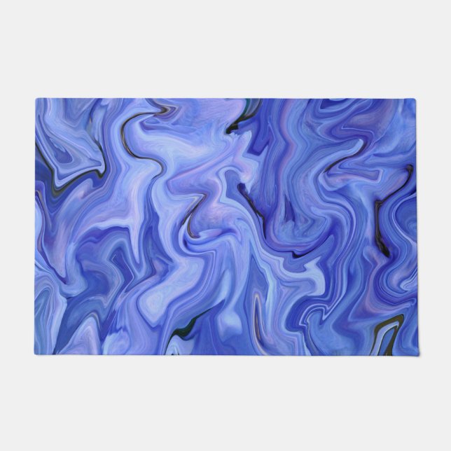 Blaue Seide abstrakt Fußmatte (Vorderseite)