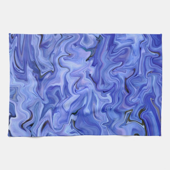 Blaue Seide abstrakt Geschirrtuch (Horizontal)