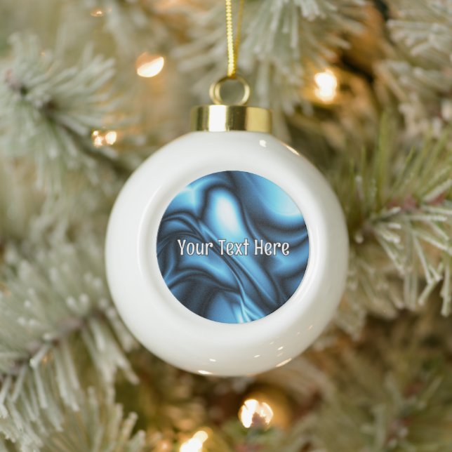 Blaue Seidenwelle Keramik Kugel-Ornament (Baum)