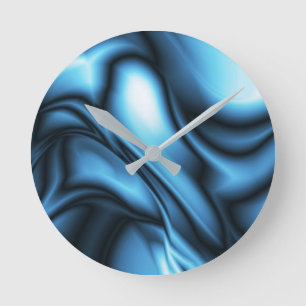 Blaue Seidenwelle Runde Wanduhr