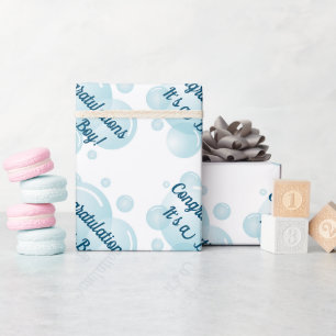 Blaue Seifenblasen Jungen-Baby-Party individuell Geschenkpapier