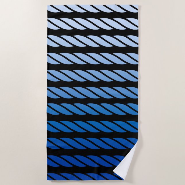 Blaue Seil-Art Stripes Dekor auf a Strandtuch (Vorderseite)