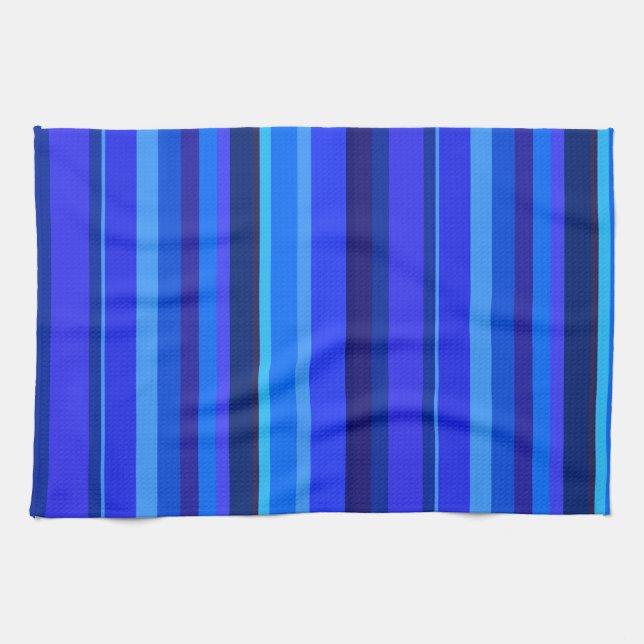 Blaue senkrechte Streifen Geschirrtuch (Horizontal)