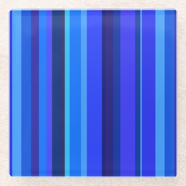 Blaue senkrechte Streifen Glasuntersetzer (Vorderseite)
