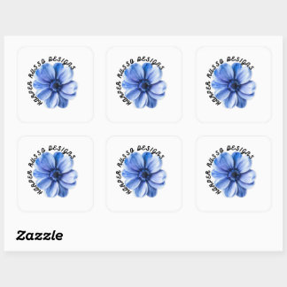Blaue Serenity-Blumenkunst Quadratischer Aufkleber
