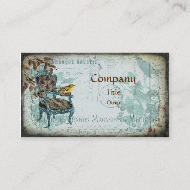 Blaue Shabby Chic-Geschäfts-Karte Visitenkarte (Vorderseite)
