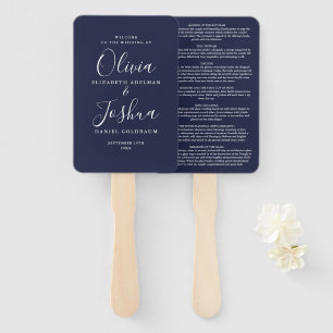 Blaue Signatur-Schrift jüdische Hochzeit Fächer