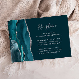 Blaue Silber-Achat-Hochzeitsempfang Begleitkarte