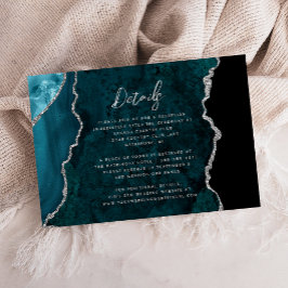 Blaue Silber-Achat-Schrift Hochzeitsdetails Begleitkarte