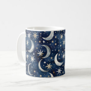 Blaue Silber Gold Sterne Kaffeetasse