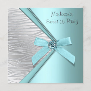 Blaue Silber Zebra Sweet 16 Party Einladung