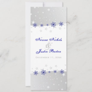 Blaue, silbergraue Schneeflocke Hochzeitskarte Einladung