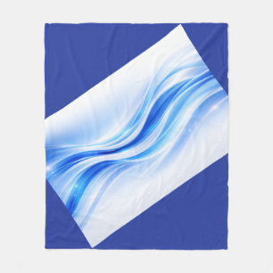 Blaue & Silberne Abstrakte Wellen-Decke – Moderne  Fleecedecke