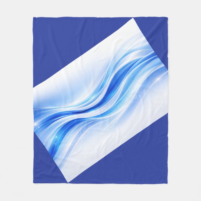 Blaue & Silberne Abstrakte Wellen-Decke – Moderne  Fleecedecke (Vorderseite)