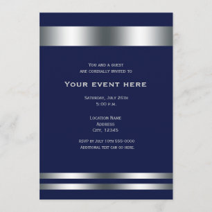 Blaue silberne elegante Einladung zum Dinnerparty-