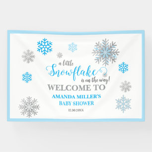 Blaue silberne glitzernde Schneekristall-Winter-Ba Banner