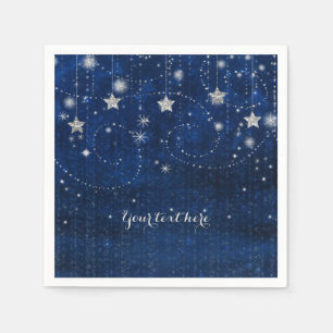 Blaue & silberne sternenklar himmlische fantastisc serviette