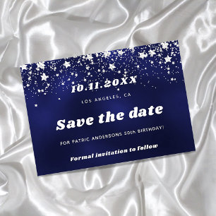 Blaue Silbersterne der Geburtstagsnacht rettend Da Save The Date