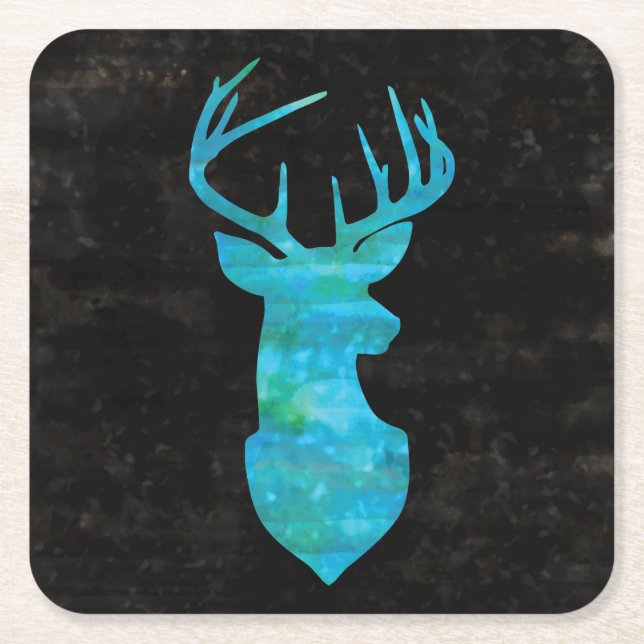 Blaue Silhouette Rechteckiger Pappuntersetzer (Vorderseite)