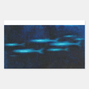 Blaue Silhouetten Rechteckiger Aufkleber