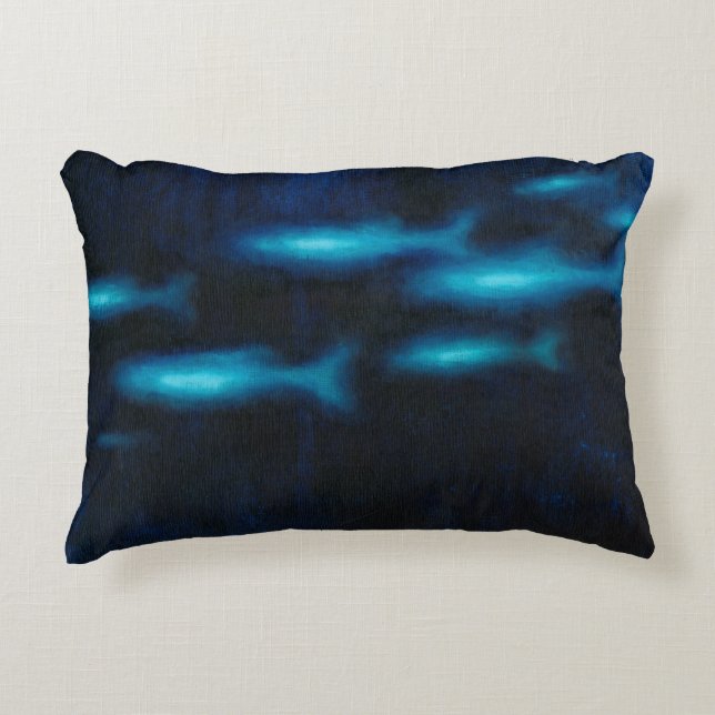 Blaue Silhouetten Zierkissen (Vorderseite)