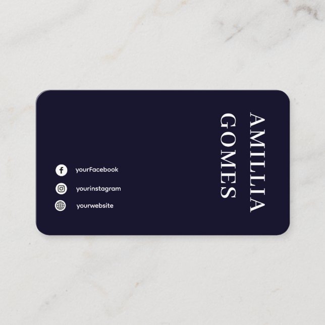 Blaue skandinavische Marine | Minimalistisch Beruf Visitenkarte (Vorderseite)
