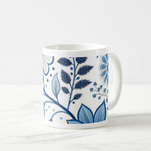 Blaue skandinavische Volkskunstblumen Kaffeetasse