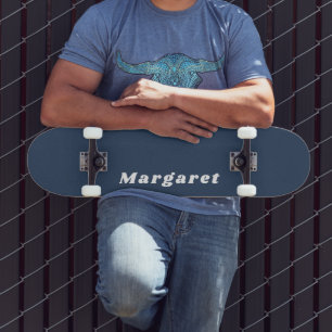 Blaue Skateboard mit Ihrem Namen in Style