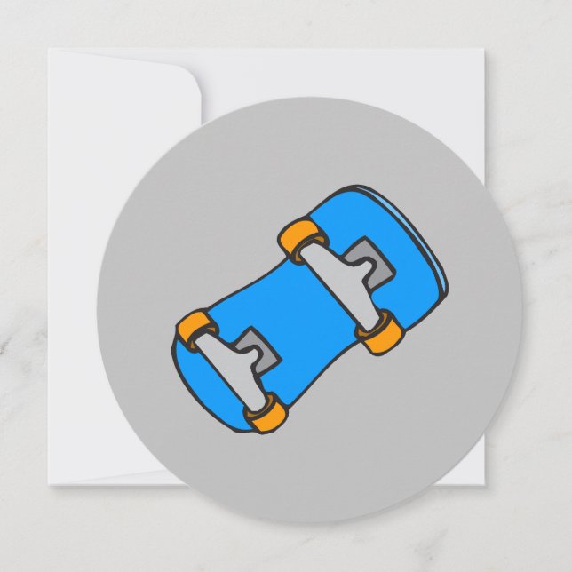 Blaue Skateboard mit orangefarbenen Rädern (Vorderseite)