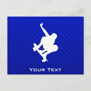 Blaue Skateboarding Postkarte