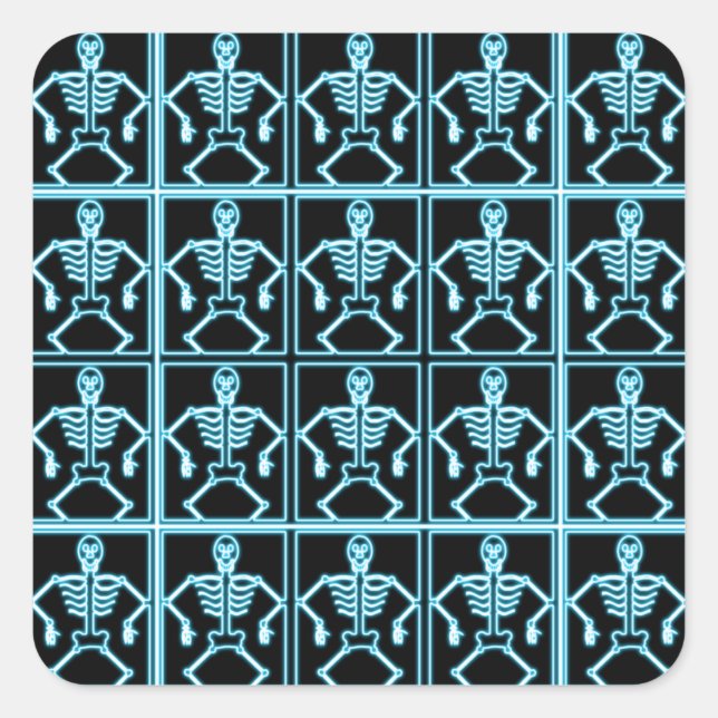 Blaue Skelettkleber Quadratischer Aufkleber (Vorderseite)