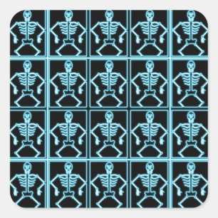 Blaue Skelettkleber Quadratischer Aufkleber