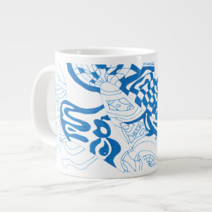Blaue Skizze, abstrakt Jumbo-Tasse