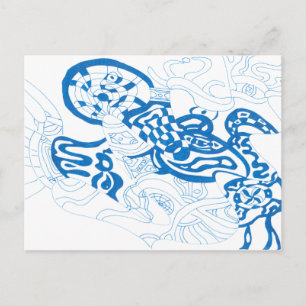 Blaue Skizze, abstrakt Postkarte