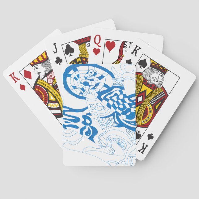 Blaue Skizze, abstrakt Spielkarten (Rückseite)