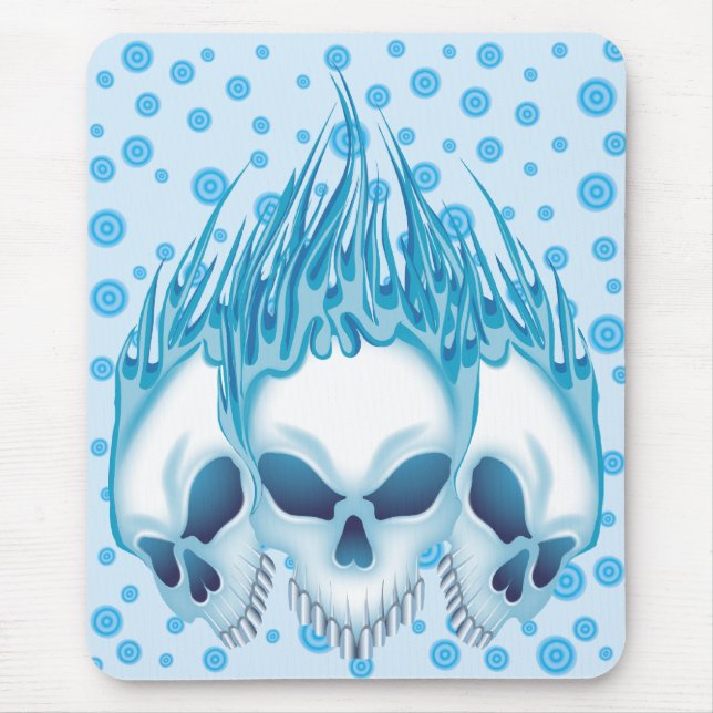 Blaue Skulls flammen Mousepad (Vorne)