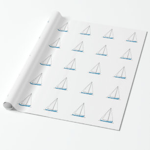 Blaue Sloop Segelboote Geschenkpapier