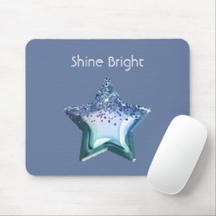 Blaue Smaragdgrüne Violette Glitzer Stern Mousepad