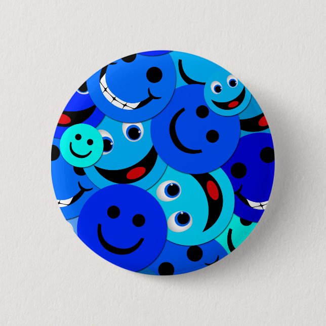 BLAUE SMILEY-COLLAGE BUTTON (Vorderseite)