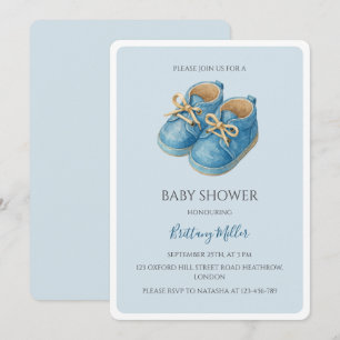 Blaue Sneaker-Baby-Party Sports Einladung