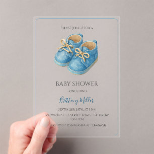 Blaue Sneaker Minimalistische Babyparty  Acryleinladungen