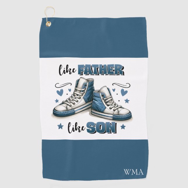 Blaue Sneakers wie Vater, wie Sohn Golfhandtuch (Vorderseite)